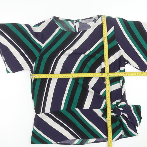 Dorothy Perkins Women’s Multicoloured Striped Wrap Blouse UK 8