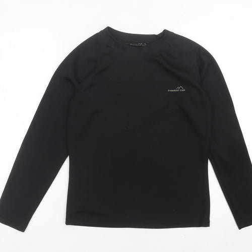 Freedom Trail Womens Black Size 8 Long Sleeve Polyester Activewear Top