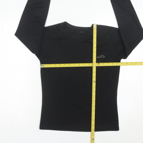 Freedom Trail Womens Black Size 8 Long Sleeve Polyester Activewear Top