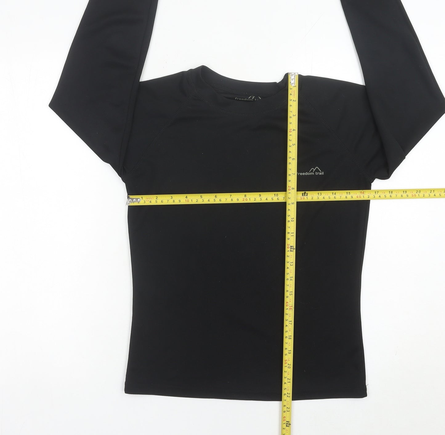 Freedom Trail Womens Black Size 8 Long Sleeve Polyester Activewear Top