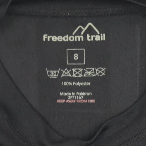 Freedom Trail Womens Black Size 8 Long Sleeve Polyester Activewear Top
