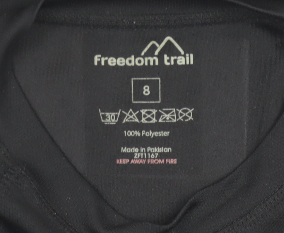 Freedom Trail Womens Black Size 8 Long Sleeve Polyester Activewear Top