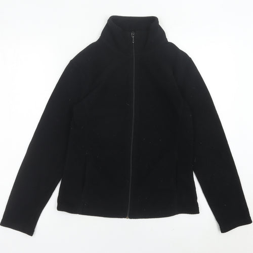 Yessica Women’s Black Fleece Jacket Size S Full Zip Casual Coat