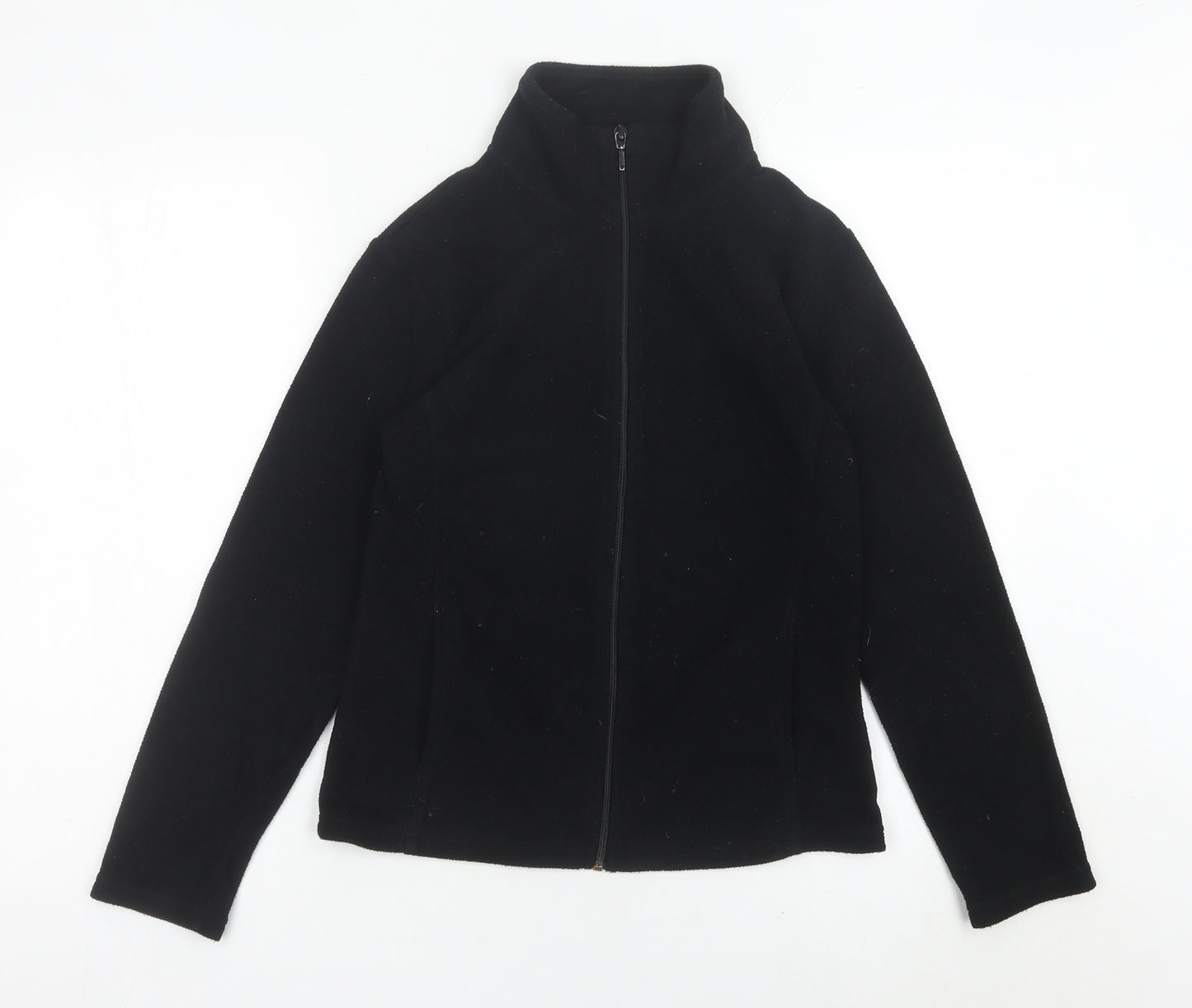 Yessica Women’s Black Fleece Jacket Size S Full Zip Casual Coat