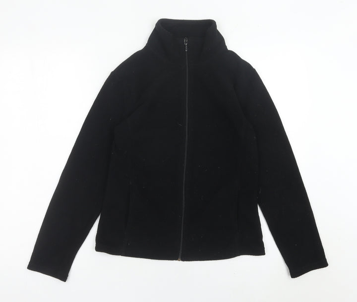 Yessica Women’s Black Fleece Jacket Size S Full Zip Casual Coat