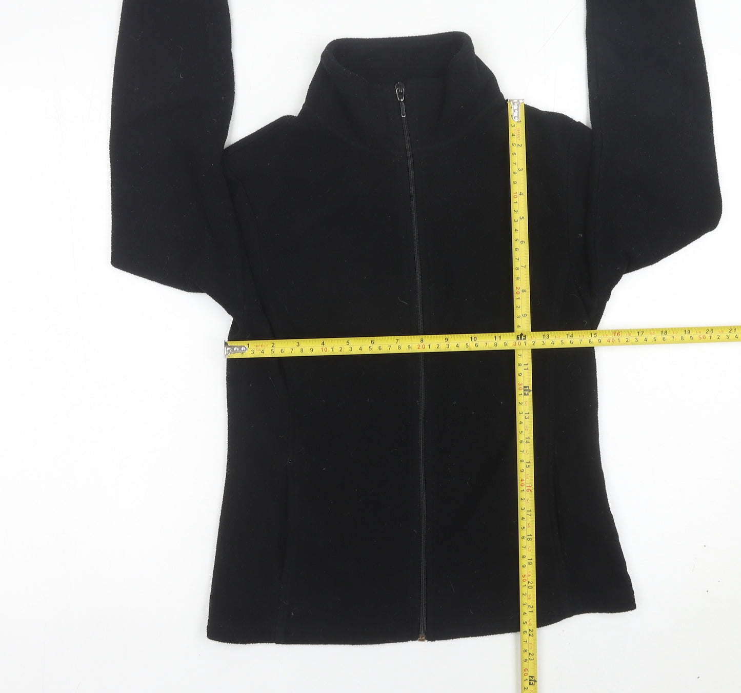 Yessica Women’s Black Fleece Jacket Size S Full Zip Casual Coat