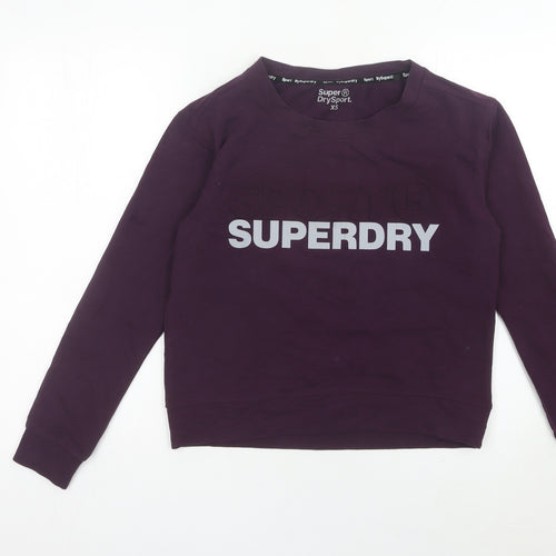 Superdry Womens Purple XS Pullover Sweatshirt Logo Print