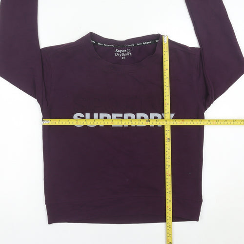 Superdry Womens Purple XS Pullover Sweatshirt Logo Print