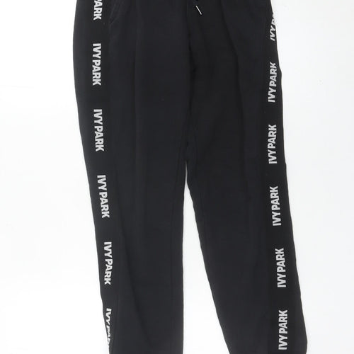 Ivy Park Womens Black 2XS Jogger Trousers with Logo Trim