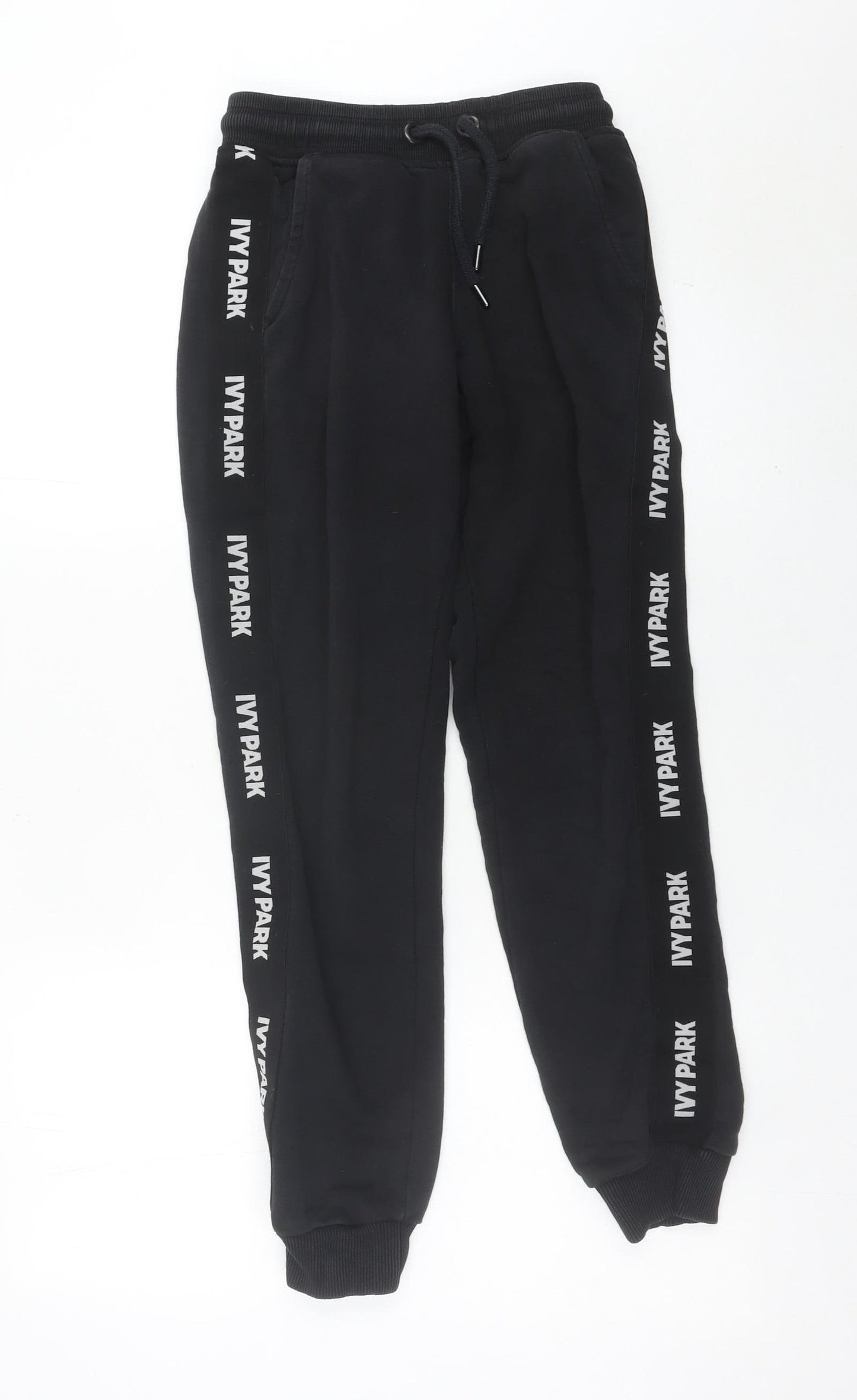 Ivy Park Womens Black 2XS Jogger Trousers with Logo Trim