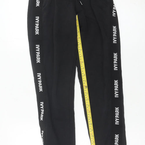 Ivy Park Womens Black 2XS Jogger Trousers with Logo Trim