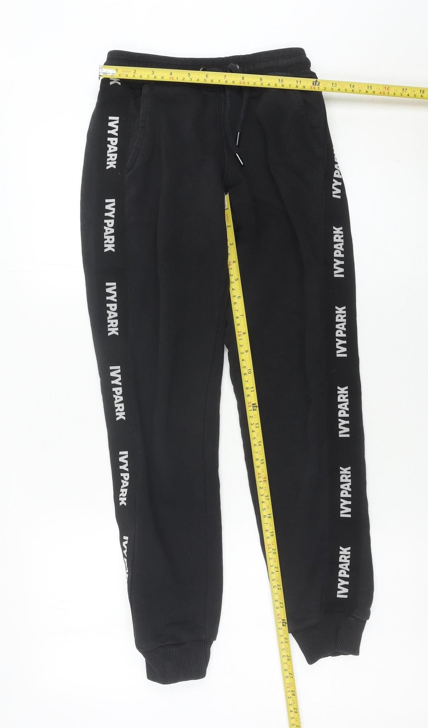 Ivy Park Womens Black 2XS Jogger Trousers with Logo Trim