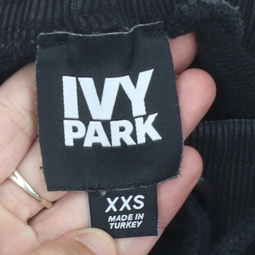 Ivy Park Womens Black 2XS Jogger Trousers with Logo Trim
