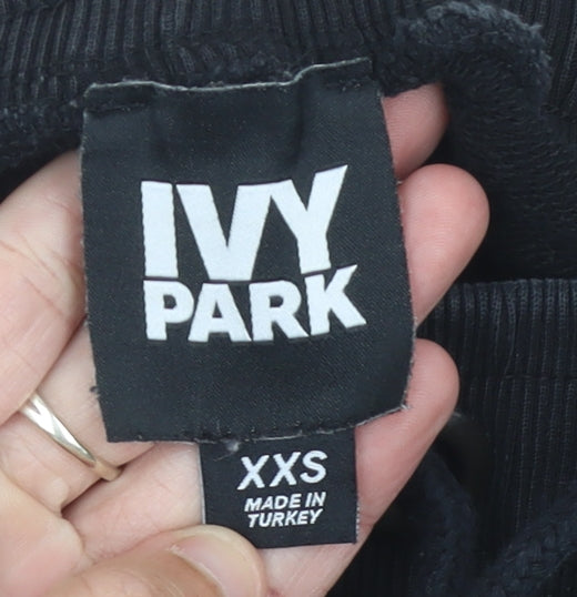 Ivy Park Womens Black 2XS Jogger Trousers with Logo Trim