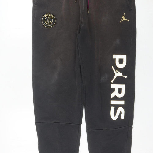 Jordan Men’s Black Sweatpants Size S PSG Logo Tapered Fit
