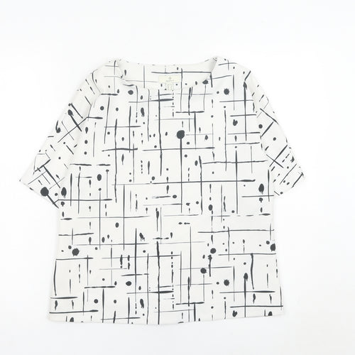 Gant Womens White Geometric Tunic Blouse Top Size 10 Short Sleeve