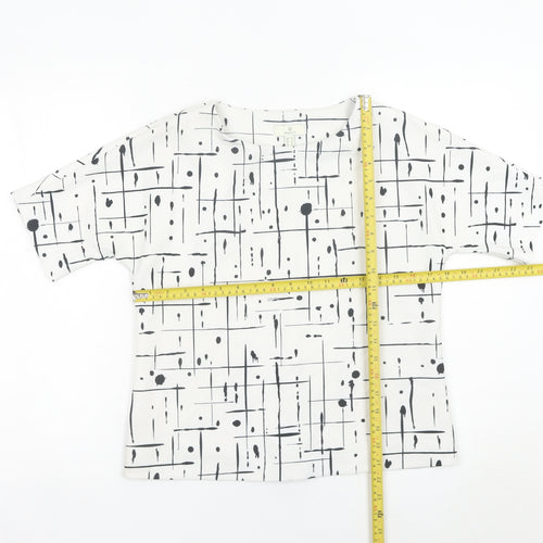 Gant Womens White Geometric Tunic Blouse Top Size 10 Short Sleeve