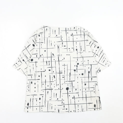 Gant Womens White Geometric Tunic Blouse Top Size 10 Short Sleeve