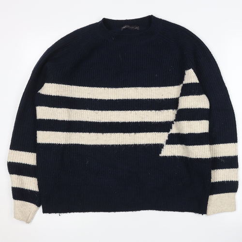 Marks and Spencer Women’s Blue Striped Jumper M Long Sleeve Knitwear