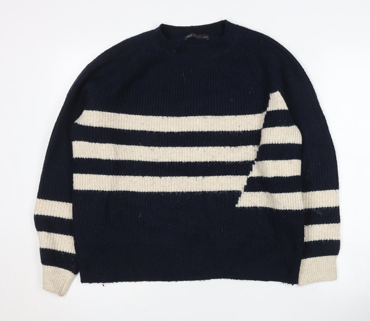 Marks and Spencer Women’s Blue Striped Jumper M Long Sleeve Knitwear