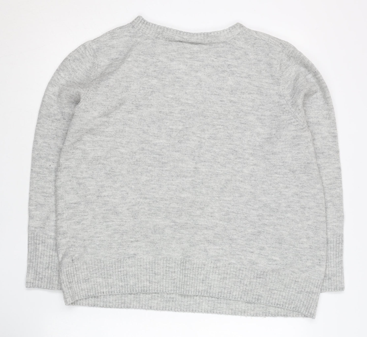 Wallis Women’s Grey Beaded Pullover Jumper Size L Crew Neck Knit