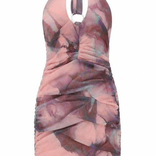 Oh Polly Womens Size 8 Bodycon Halter Dress Multicoloured Mesh Party