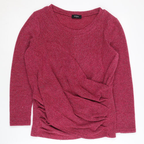 Klass Womens Pink Knit Pullover Jumper Size M Scoop Neck Long Sleeve
