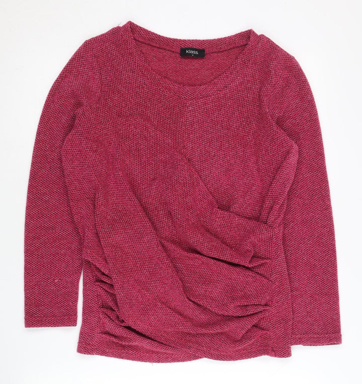 Klass Womens Pink Knit Pullover Jumper Size M Scoop Neck Long Sleeve
