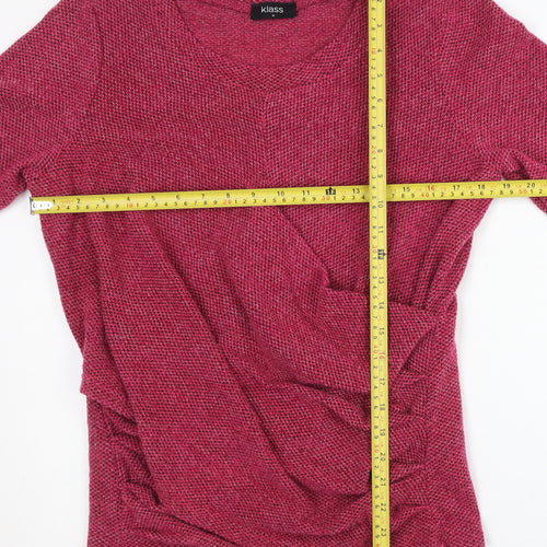Klass Womens Pink Knit Pullover Jumper Size M Scoop Neck Long Sleeve