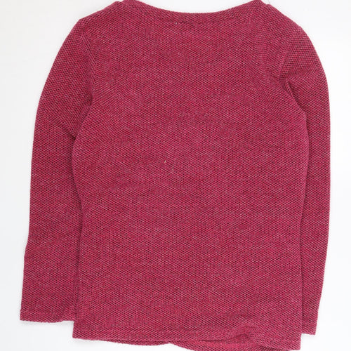 Klass Womens Pink Knit Pullover Jumper Size M Scoop Neck Long Sleeve