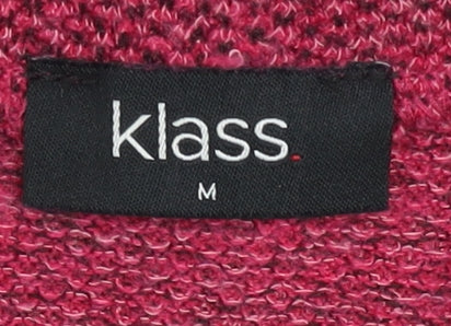 Klass Womens Pink Knit Pullover Jumper Size M Scoop Neck Long Sleeve