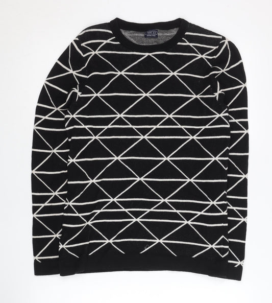 Next Girls Black Geometric Knit Jumper Pullover 12 Years Long Sleeve Cotton