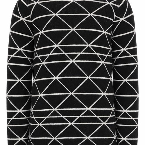 Next Girls Black Geometric Knit Jumper Pullover 12 Years Long Sleeve Cotton