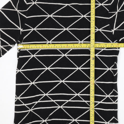 Next Girls Black Geometric Knit Jumper Pullover 12 Years Long Sleeve Cotton