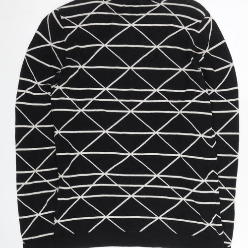 Next Girls Black Geometric Knit Jumper Pullover 12 Years Long Sleeve Cotton