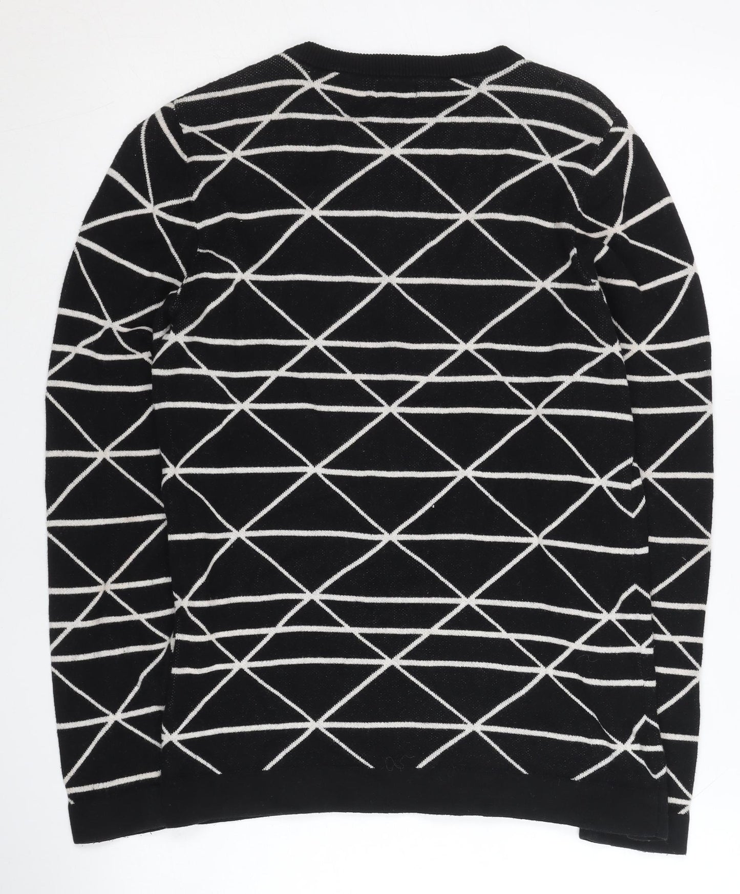 Next Girls Black Geometric Knit Jumper Pullover 12 Years Long Sleeve Cotton