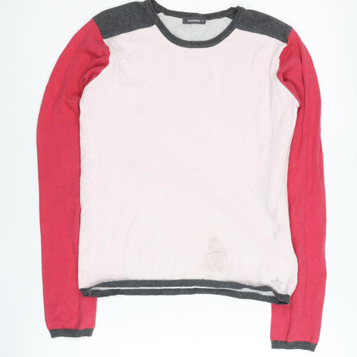 In Extenso Girls Colourblock Pink Red Grey Pullover Jumper Size 16 Years