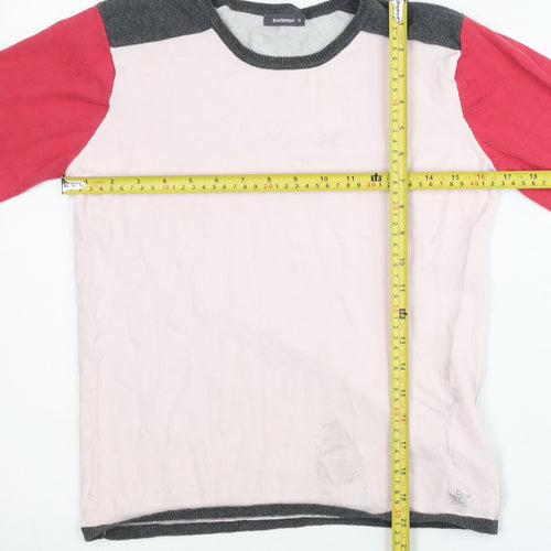 In Extenso Girls Colourblock Pink Red Grey Pullover Jumper Size 16 Years