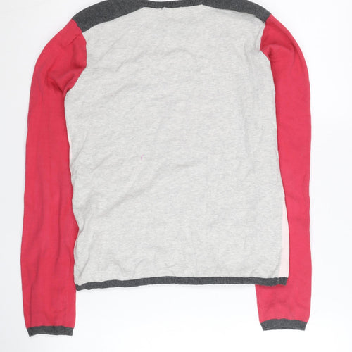 In Extenso Girls Colourblock Pink Red Grey Pullover Jumper Size 16 Years