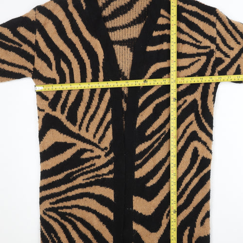 Amara Reya Womens Black Brown Zebra Print Cardigan M