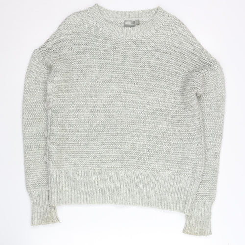 ASOS Womens Grey Chunky Knit Jumper Size 8 Crew Neck Pullover