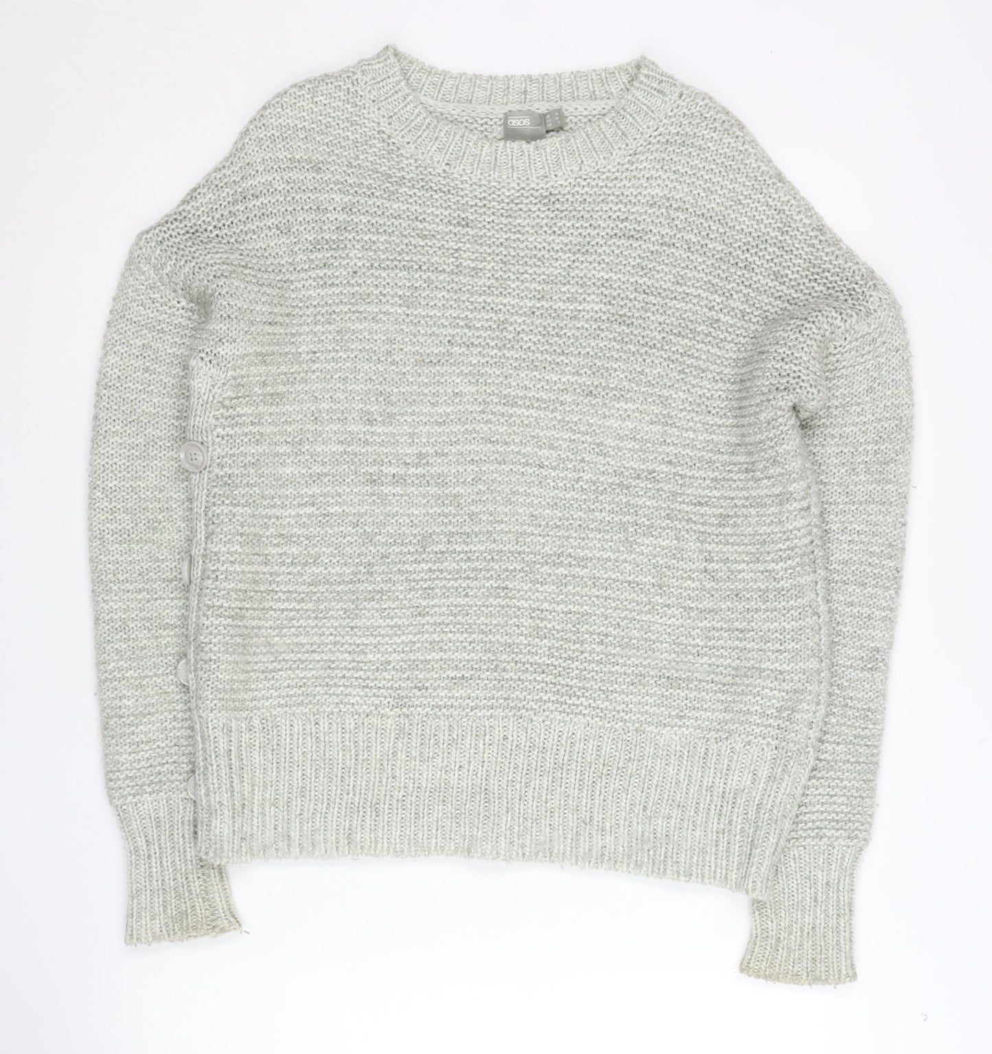 ASOS Womens Grey Chunky Knit Jumper Size 8 Crew Neck Pullover