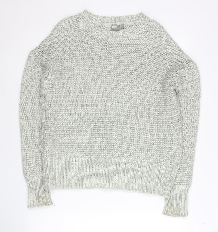 ASOS Womens Grey Chunky Knit Jumper Size 8 Crew Neck Pullover