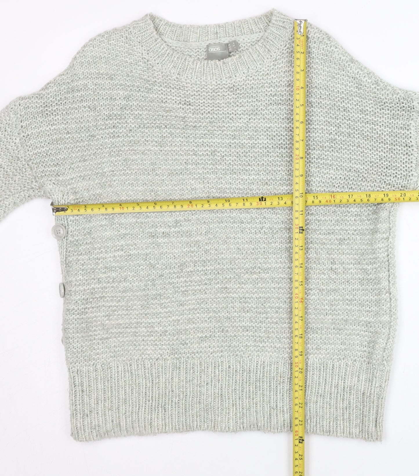 ASOS Womens Grey Chunky Knit Jumper Size 8 Crew Neck Pullover