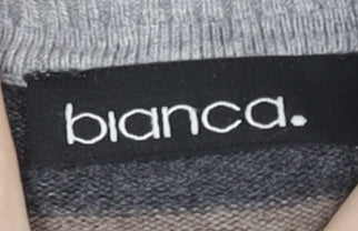 Bianca Womens Grey Striped Roll Neck Jumper Size 12