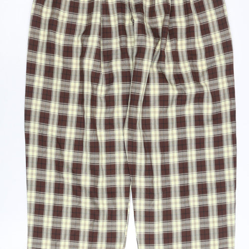 PrettyLittleThing Women’s Brown Plaid High Rise Pleated Chino Trousers Size 6