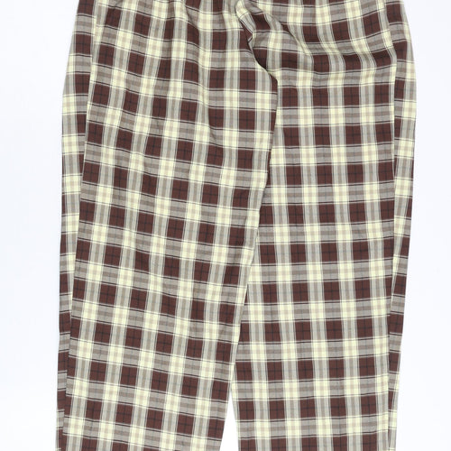 PrettyLittleThing Women’s Brown Plaid High Rise Pleated Chino Trousers Size 6
