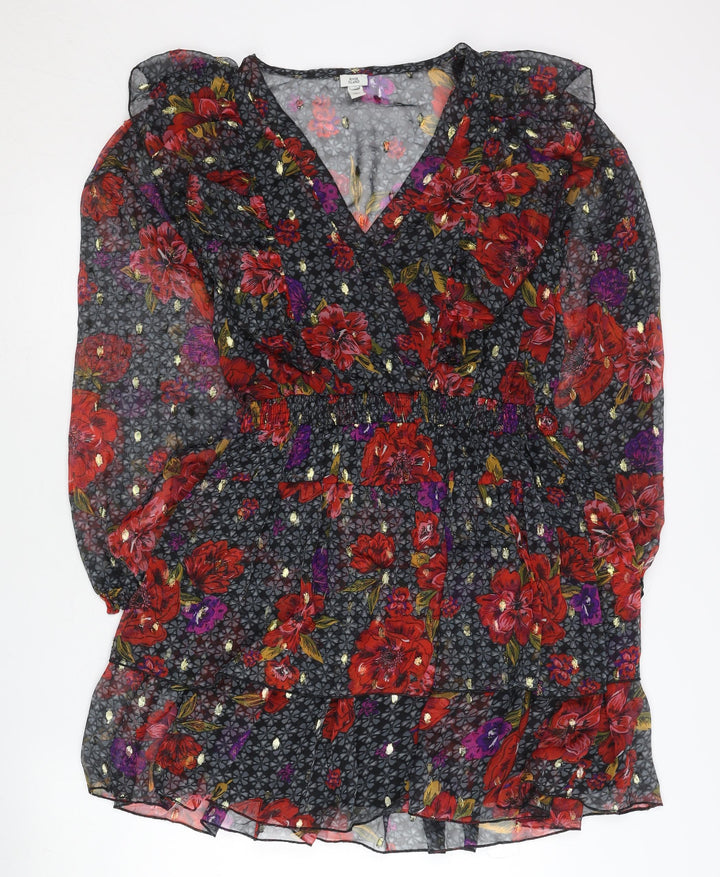 River Island Women’s Multicoloured Floral Wrap Dress UK 10