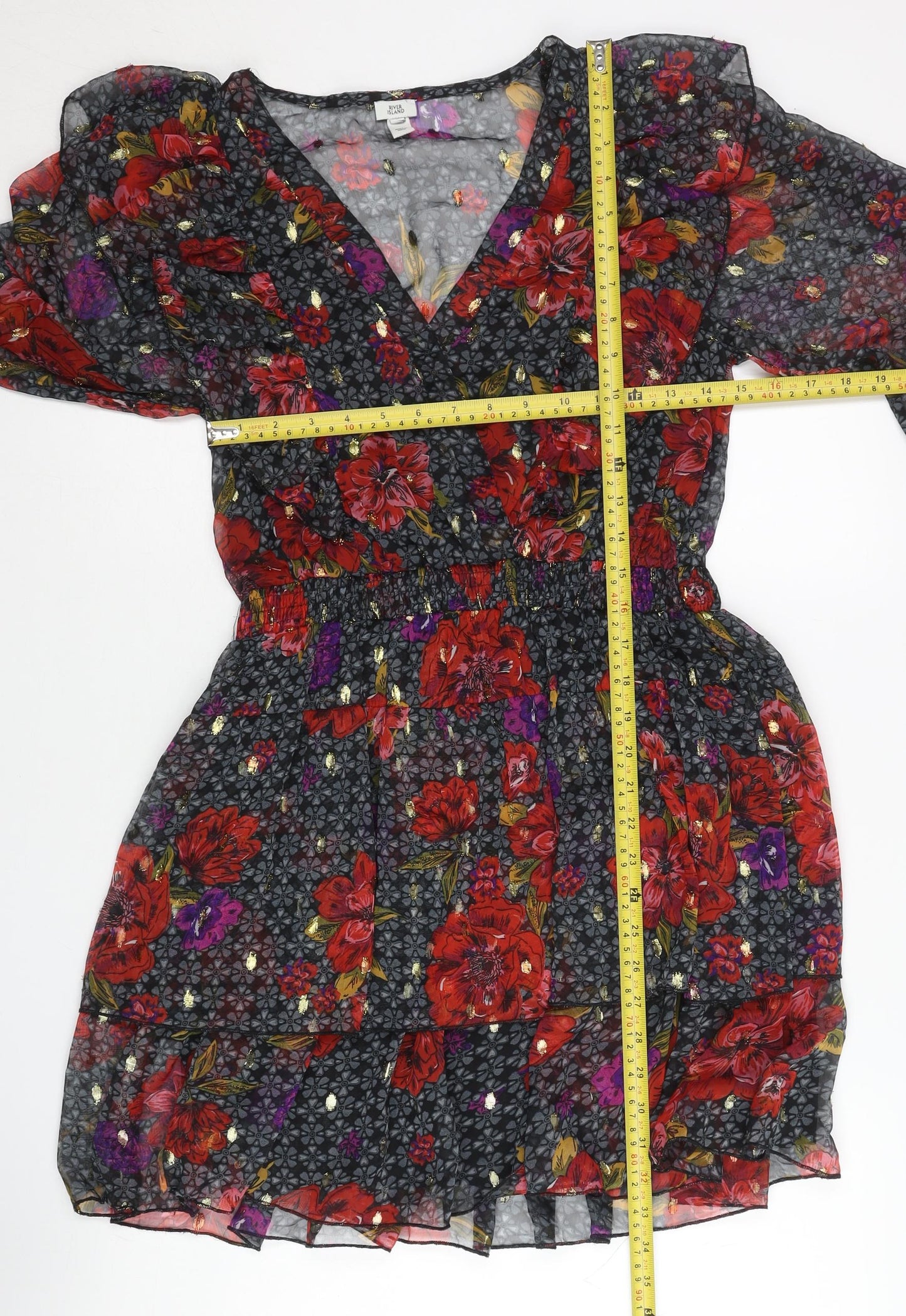 River Island Women’s Multicoloured Floral Wrap Dress UK 10