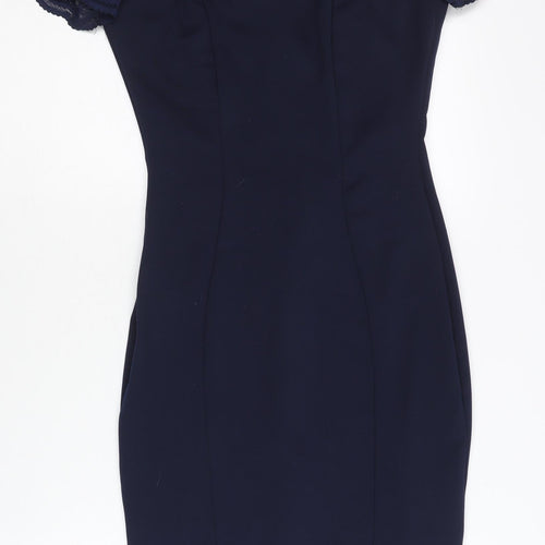 Jessica Wright Women’s Blue Lace Sheath Dress Size 10 Knee Length